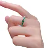 Anéis de cluster Springlady 925 prata esterlina oval corte 3/5 mm safira esmeralda rubi anel de pedra preciosa para mulheres casamento banda jóias finas
