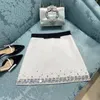 Women's Jackets White Blazer Hand-beaded Diamond Versatile Skirt A-line Set Two-piece Spring Style