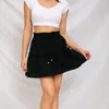 Skirts Solid Color Short Mini Women Summer Ruffle High Waist Bow Tie Skirt Ladies Streetwear Slim Bottoms Saias Drop