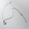 Chains 925 Sterling Silver Zircon Plant Necklace For Women Girl Smooth Simple Elegant Lucky Design Jewelry Party Gift Drop