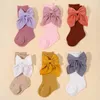 Hair Accessories Socks Clips Set 6-10 Years Kids Solid Bows Soft Knit Hairpin For Girls Baby Hairclip Child Gift