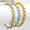 Charm Armband Sunnerlees Rostfritt stål Neckla 4mm ~ 9mm Rolo Link Chain Silver Color Mens Womens Fashion Jewel Gift SC43 S L240322