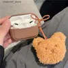 이어폰 액세서리 플러시 곰 펜던트 보호기 Airpods 1 2 3 AirPods 용 무선 이어폰 실리콘 보호기 Pro 2 이어폰 소프트 케이시 240322