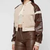 Womens Varsity Jackets Letterman Turn Down Shoulder Baseball College Jacket Price with Genuine Leather