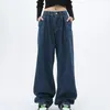 Jeans pour femmes Casual Loose Girl Jean Leggings avec poches Slim Fit Pantalon Femme Court pour vêtements olive