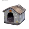 kennels pens Lit de chien pliable maison pour chiens lit de chat hiver chaud villa sommeil chenil nid amovible chaud fermé grotte canapé fournitures pour chiens de compagnie Y240322