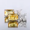 Stud Earrings Simple And Elegant Square Cubic Zirconia Bling Yellow CZ Dangle Luxury Women Wedding Engagement Jewelry