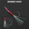 708090pcs Casting Metal Jig Assist Fishing Hook Slow Jigging Lure Bass Jigs Hook Barbed Fishhook Binding Up Flasher Feather 240312