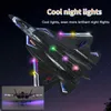 RC Plane SU57 2.4G مع LED LIGHT Aircraft Control Control Flying Model Glider EPP FOAM TOYS Airplane for Children 240409