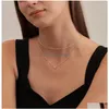 Collares colgantes Diamante para mujeres Delicado 14K Chapado en oro Collar largo Lariat Simple Cz Gargantilla Joyería de moda Regalos Chicas Drop Deliv DH41C