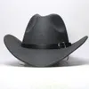 LUCKYLIANJI Ragazzi Ragazza Tesa Larga Country Western Cappello con fascia in pelle Fedora Trilby Feltro di lana Jazz Chapeu Cappello da cowboy per bambini 240311