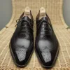 Shoes New In Brown Brogue Shoes for Men Black Laceup Square Toe Party Wedding Shoes Men Shoes Size 3846