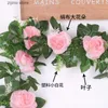 Finto verde floreale 10 teste di rose artificiali in rattan fiore di seta fiore di seta decorazione della casa di nozze vite decorazione del soggiorno interno fiore di plastica Y240322