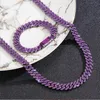 Collier chaîne de personnalité européenne et américaine, en alliage de diamants violets, Bracelet Hip Hop Cool pour hommes