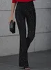 Pantalon Femme 2024 Femmes Taille Haute Paillettes Flare Patchwork Sparkle Glitter Lady Slim Pantalon Chic Party Clubwear Solide Long