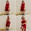 プラスサイズのドレスY女性ドレス2023秋のスプリット気質純粋な色のベートホルターファッションエレガントな女性パーティーイブニングドロップデリバリーAP OTZK
