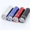 9 LED 395nm UV Light Flashlight 보라색 조명 토치 미니 손전등 초트라 바이올렛 사냥 낚시 야외 램프 횃불 자외선 손전등 블랙 라이트