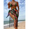 Designer MAISSUILLE Femme Bikini SetS Tassel Coup Tie Emballage du soleil Protection colorée Tie Colorce Tye Trois pièces Set Sexy Bikini Swimsuit