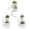 Decorative Flowers Succulents Plants Artificial Potted 3Pcs Small Greenery In Ceramic Pot For Living Room