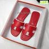 Luxury designer sandals Womens Slippers Ladies Slides Leather pantoufles claquettes sandles luxe Fashion Flat Low heels Woman Sliders Slipper Size 35-42