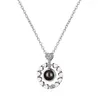 Anhänger KOFSAC Elegante 925 Sterling Silber Halsketten Für Mädchen Projektion Kristall Ich Liebe Dich Herz Runde Anhänger Frauen Mode Schmuck