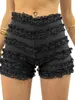 Women's Shorts Women Hip Wrapped Lace Summer Ruffled Elastic Skinny Solid Color Lounge Short Pants For Beach Streetwear Lolita Kawaii