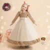 Robes de Noël vertes pour filles hiver à manches longues enfants fête princesse Costume 414 ans paillettes solide élégant robes de noël 240318