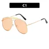 2 pcs Designer de luxe de mode Toad Mirror Femmes Métal Grand Cadre Lunettes de soleil 2024 Nouvelles lunettes de soleil Instagram Populaire Mêmes lunettes de soleil
