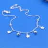 Anklets Foot Chain Of Women 925 Sterling Silver Flower Bell Bracelet Anklet Simple Beads Fashion Jewelry Accessories Beach Party