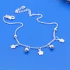 Enkelbanden Voetketting Van Vrouwen 925 Sterling Zilveren Bloem Bel Armband Enkelbandje Eenvoudige Kralen Mode-sieraden Accessoires Strandfeest