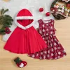 Girl Dresses 2Pcs Baby Halloween Christmas Outfits Pattern Print Hoodie Cloak Sleeveless Tutu Dress Toddler Cosplay Costume