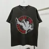 2024 Tシャツ夏のヴィンテージヒップホップメンズレタープリントTシャツラウンドネックショートスリーブコットンティー