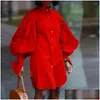 Plus Size Dresses Elegant Women Dress 5Xl Office Lady Casual Autumn Pluff Long Sleeve Female Vestido A-Line Drop Delivery Apparel Wome Otyio