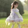 Girl Dresses Spring Floral With Yellow Bow Lolita Dress Kids Clothing Princess Vintage Ball Gown Gifrs For Baby