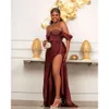 Guaina Araba Aso Ebi Abito da ballo sexy con perline Raso damigella d'onore Serata formale Festa Secondo ricevimento Compleanno Abiti di fidanzamento Abiti Robe De Soiree ZJ es