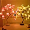 Novelty 24 LED Rose Flower Tree Lights USB Table Lamp Fairy Night Lamp Home Party Christmas Wedding Bedroom Decoration Gift