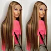 Lace Wigs 30 Inch Highlight Human Hair Hd Frontal Wig Glueless Preplucked Blonde Colored Bone Straight Front Synthetic Wholesale Drop Dhxik