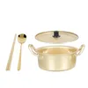 Double Boilers Korean Ramen Pot Portable Cooking Noodles Butter Aluminum Stock Soup Yellow With Cover Household Cookware Milk