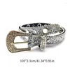 Belts Silver Color Waist Belt Adjustable Rhinestone Buckle For Woman Girls Thin Full Sequins Strap Jeans Dress