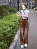 Women's Jeans Trousers Brown High Waist S Straight Leg Pants For Woman Clothing Hippie Top Selling Korean Fashion Vibrant Z A