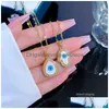 Pendant Necklaces Paper Clip Chains Necklace For Women Angel Eyes Aesthetic Femme Neck Clavicle Chain Accessories Trendy Jewelry 316L Dhtng