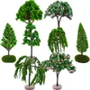 Dekorative Blumen, 8 Stück, Mikro-Landschaftsbaum, Sandtisch, Zubehör, Dekor, Gartenbäume, Mini-Modell, Kunststoff, Fake für Zug