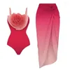 Maillots de bain pour femmes 2024 élégant Rosa Muscosa dégradé une pièce maillot de bain et jupe été femmes maillots de bain maillot de bain