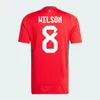 Pays de Galles 2024 Jersey de football Wilson Ramsey Bale Nouveau 2025 Équipe nationale 24 25 Soccer Shirt Men Kid Kit Full Home Home Red Away Yellow Men's Uniforme Brooks Johnson