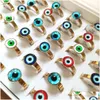 Solitaire Ring 20 stks/partij Dames Heren Punk Gothic Evils Eye Cool Design Goud Roestvrij Staal Stijl Mix Oogbol Demon Eyed Luc Dhgarden Dhg5A