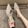 Slippers Maogu Casual Elegant Woman Shoes With Medium High Heels Women Pointed Toe Slides Luxury 2024 Spring Summer String Bead