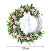 Decorative Flowers Wreath Pendant Elegant Rabbit Butterfly Design Happy Easter Decoration