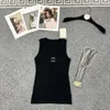 Luxury Designer loewe top Womens Summer Women Tops Tees Crop Top Embroidery Sexy Off Shoulder Black Tank Top Casual Sleeveless Backless Top Shirts Solid Color Vest