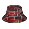 Bérets sans titre (mur de briques), bonnets tricotés, chapeau d'artiste, pierre rouge, Illusion acrylique, peinture scénique, sans bords tricotés