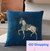 Wholesale Cushion/Decorative Pillow Luxury Living Room Sofa Decorative Case Embroidered Horse Cushion Cover Bedroom Bedside Square Throw Pillowcase